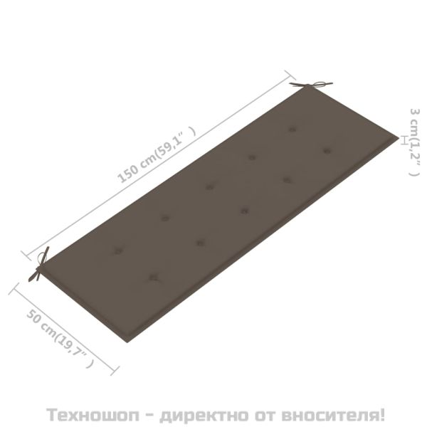 Възглавница за градинска пейка таупе 150x50x4 см оксфорд плат