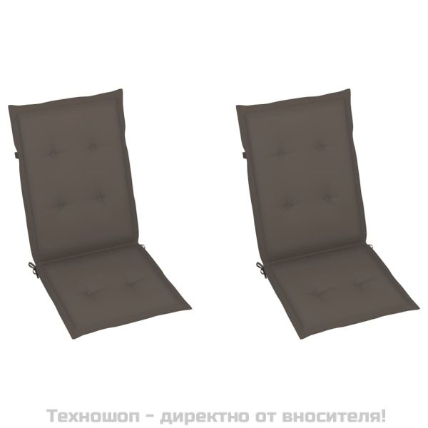 Възглавници за столове с облегалки 2 бр таупе 120x50x3 см плат