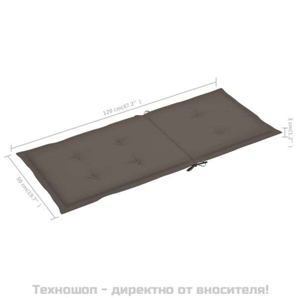 Възглавници за столове с облегалки 2 бр таупе 120x50x3 см плат