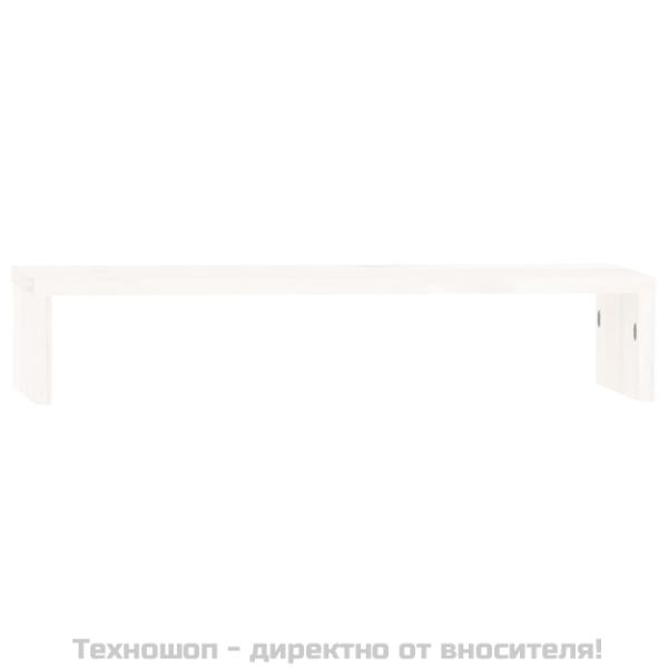 Поставка за монитор, бяла, 50x27x10 см, бор масив