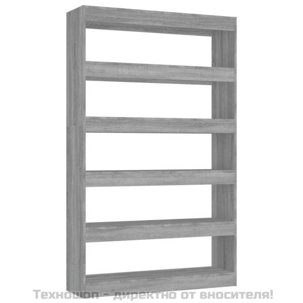 Библиотека/разделител за стая, сив сонома, 100x30x166 см