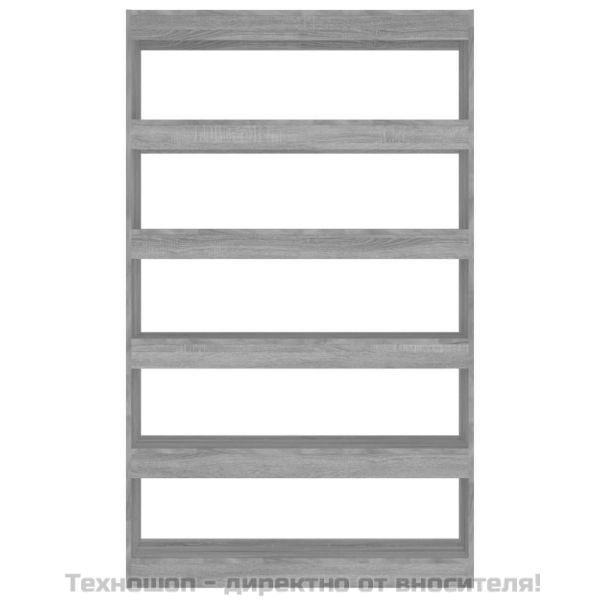 Библиотека/разделител за стая, сив сонома, 100x30x166 см