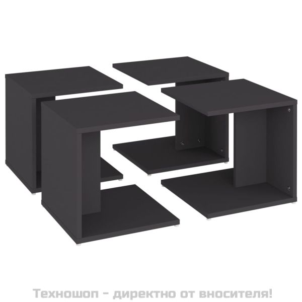 Маси за кафе, 4 бр, сиви, 33x33x33 см, инженерно дърво