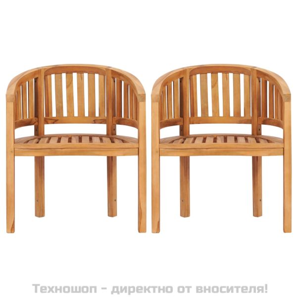Столове с форма на банан, 2 бр, тиково дърво масив