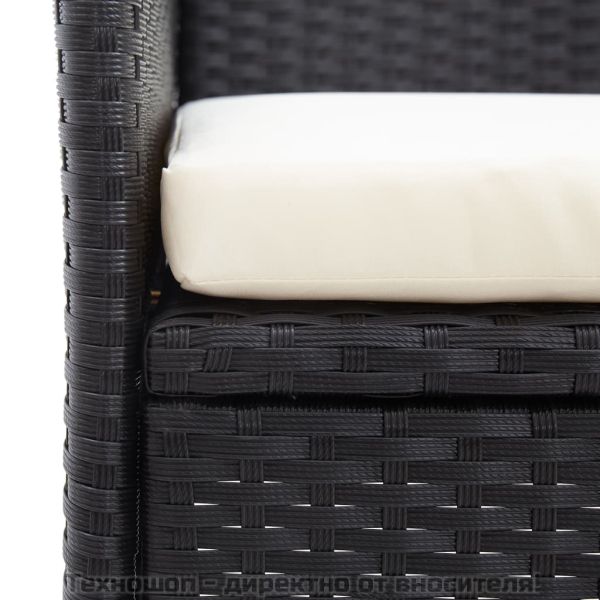 2-местна градинска пейка с маса за чай 143 см полиратан черна