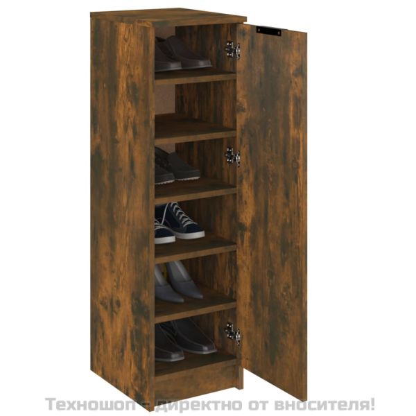 Шкаф за обувки, опушен дъб, 30x35x100 см, инженерно дърво