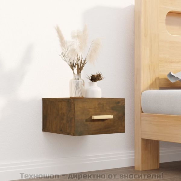 Нощни шкафчета за стенен монтаж, 2 бр, опушен дъб, 35x35x20 см