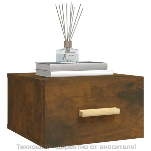 Нощни шкафчета за стенен монтаж, 2 бр, опушен дъб, 35x35x20 см