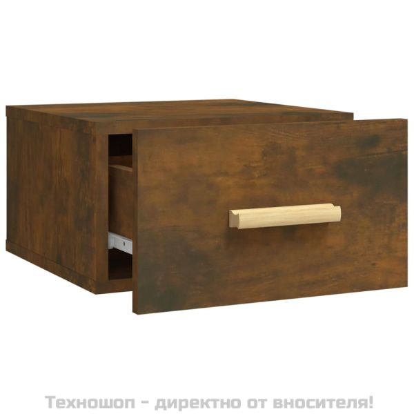 Нощни шкафчета за стенен монтаж, 2 бр, опушен дъб, 35x35x20 см