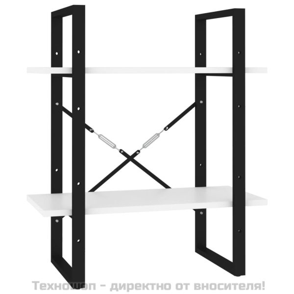 2-етажна библиотека, бял, 60x30x70 см, инженерно дърво