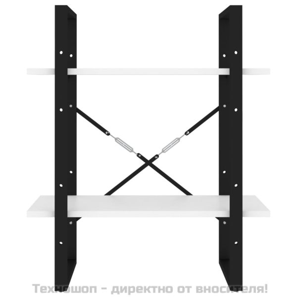 2-етажна библиотека, бял, 60x30x70 см, инженерно дърво