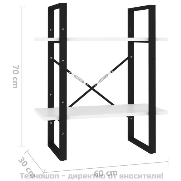 2-етажна библиотека, бял, 60x30x70 см, инженерно дърво