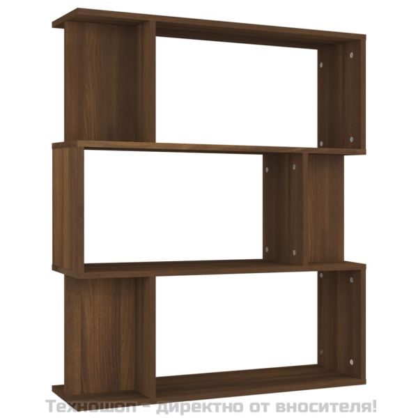 Библиотека/разделител, кафяв дъб, 80x24x96 см, инженерно дърво