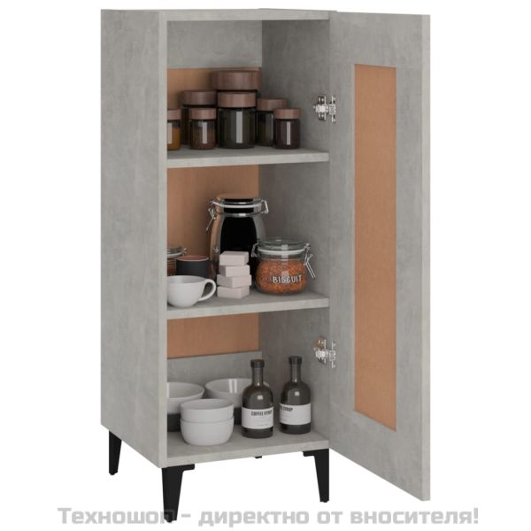 Сайдборд, бетонно сив, 34,5x34x90 см, инженерно дърво