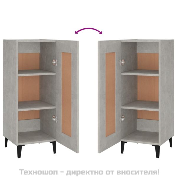 Сайдборд, бетонно сив, 34,5x34x90 см, инженерно дърво
