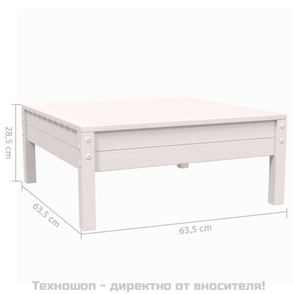 Градински лаундж комплект 3 части с възглавници бял бор масив