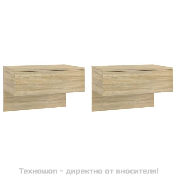 Нощни шкафчета за стенен монтаж, 2 бр, дъб сонома