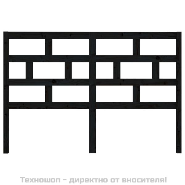 Горна табла за легло, черна, 146x4x100 см, бор масив