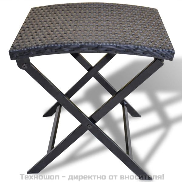 Сгъваема табуретка, полиратан, черен