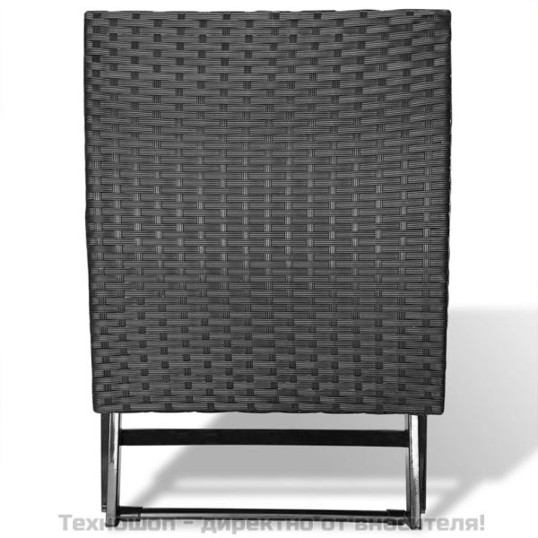 Сгъваема табуретка, полиратан, черен