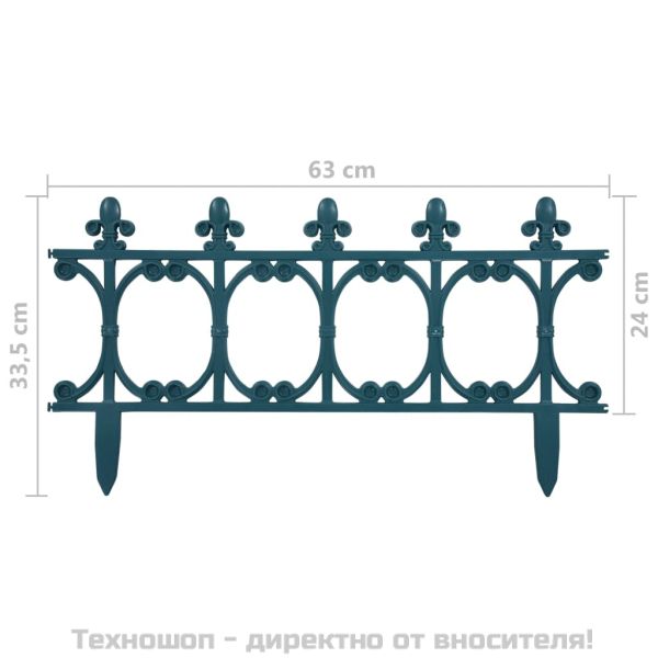 Ниски огради за лехи, 16 бр, зелени, 10 м, полипропилен
