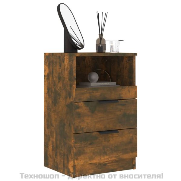 Нощни шкафчета, 2 бр, Опушен дъб, инженерно дърво