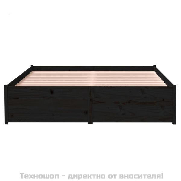 Рамка за легло черна дърво масив 120x190 см Small Double