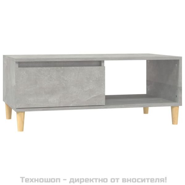Маса за кафе, бетонно сива, 90x50x36,5 см, инженерно дърво