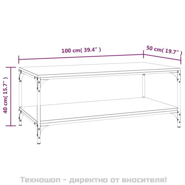 Кафе маса, черна, 100x50x40 см, инженерно дърво