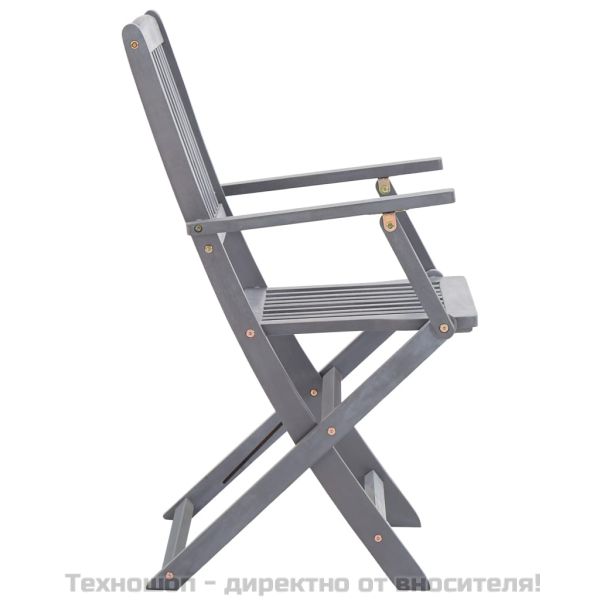 Сгъваеми градински столове, 4 бр, акация масив