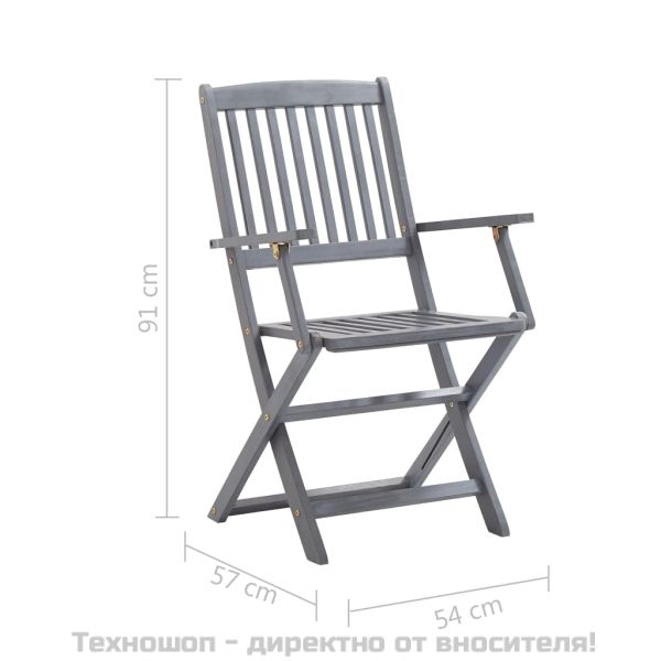 Сгъваеми градински столове, 4 бр, акация масив