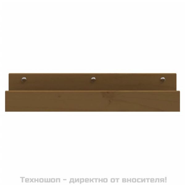 Стенни рафтове, 2 бр, меденокафяви, 50x12x9 см, бор масив