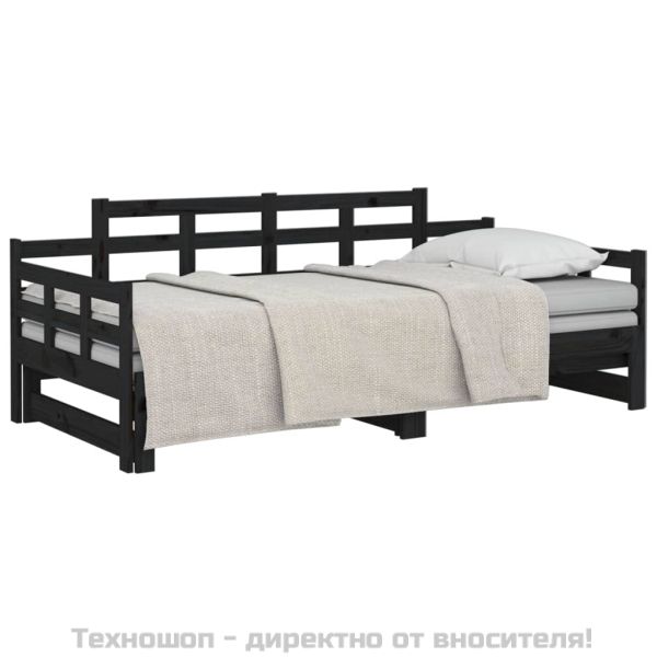 Разтегателно дневно легло, без матрак, черно, 2x(90x200) см