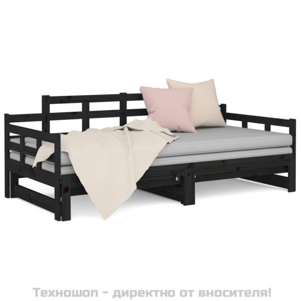 Разтегателно дневно легло, без матрак, черно, 2x(90x200) см