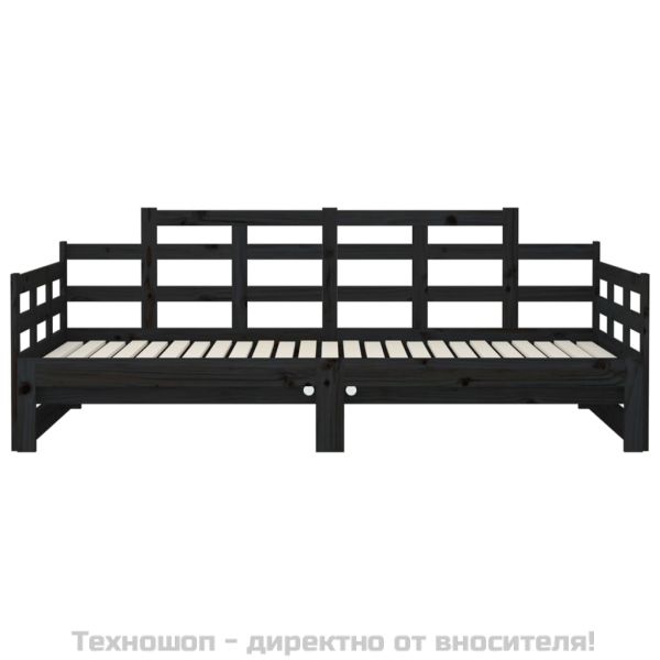 Разтегателно дневно легло, без матрак, черно, 2x(90x200) см