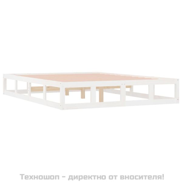 Рамка за легло бяла 160x200 см масивно дърво