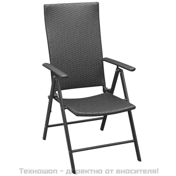 Стифиращи градински столове, 2 бр, полиратан, черни