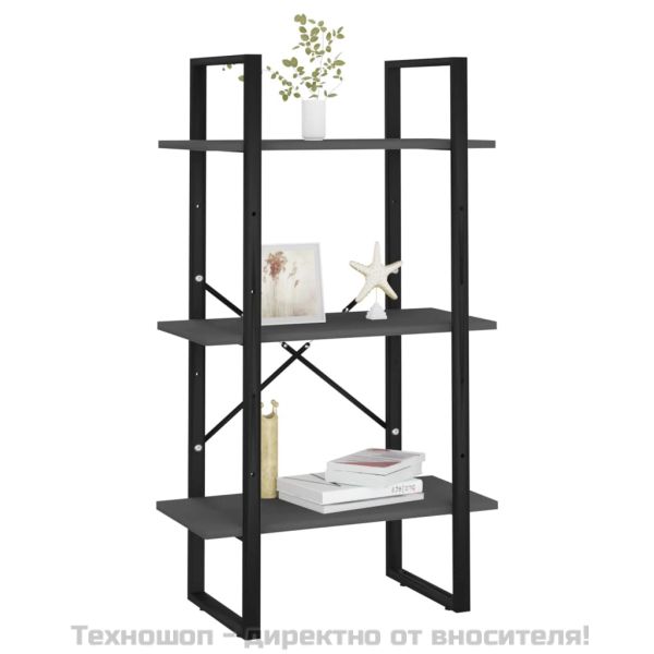 Стелаж за съхранение, сив, 60x30x105 см, инженерно дърво