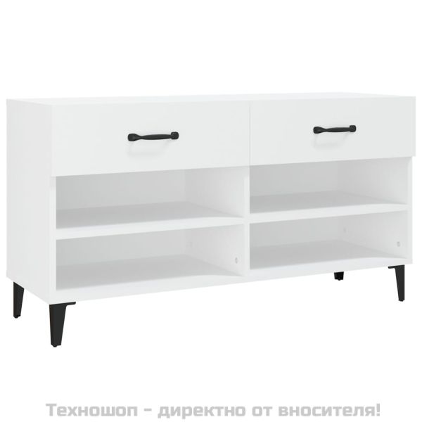 Шкаф за обувки, бял, 102x35x55 см, инженерно дърво