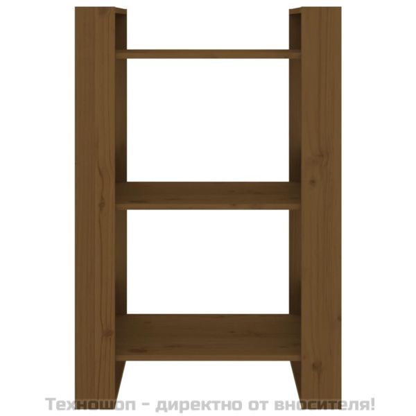 Библиотека/разделител за стая, меденокафява, 60x35x91 см, бор