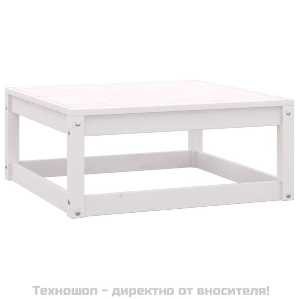 Градински табуретки с възглавници, 2 бр, бели, бор масив