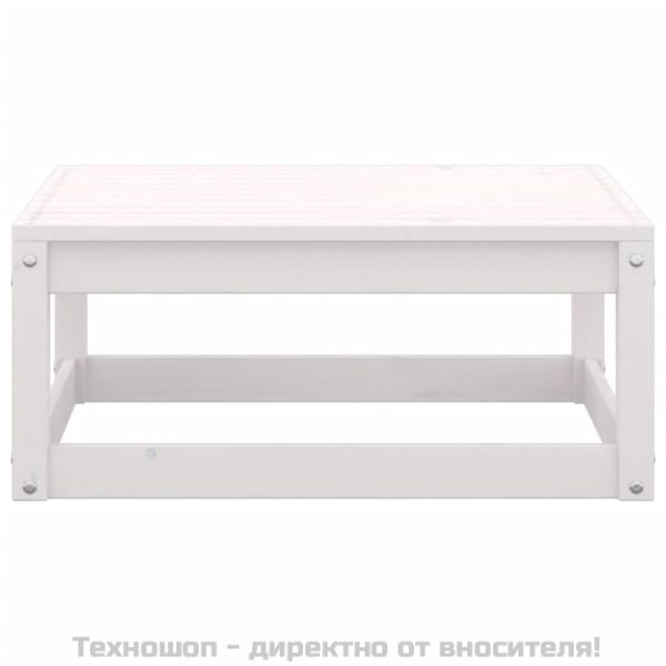 Градински табуретки с възглавници, 2 бр, бели, бор масив