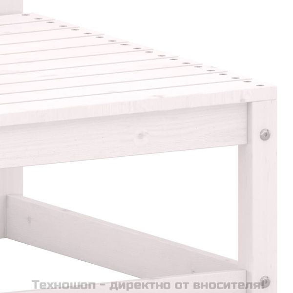 Градински табуретки с възглавници, 2 бр, бели, бор масив