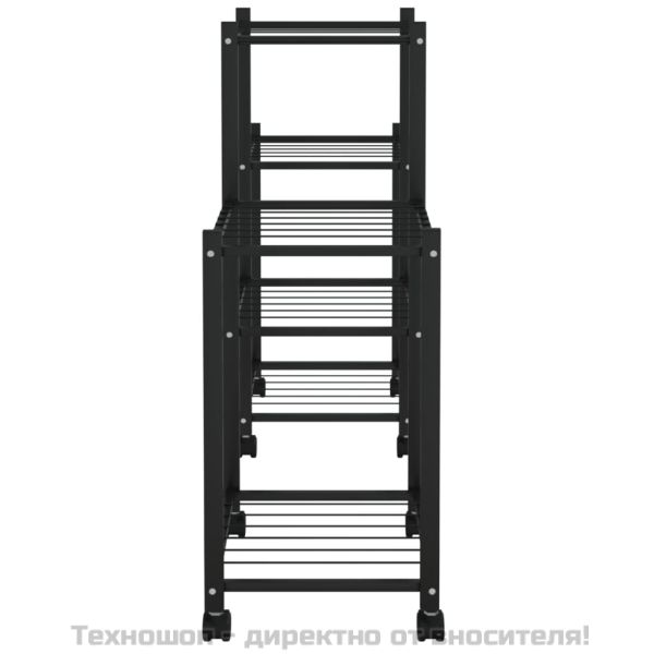 Стойка за цветя на колела 83x25x63,5 см черна желязо