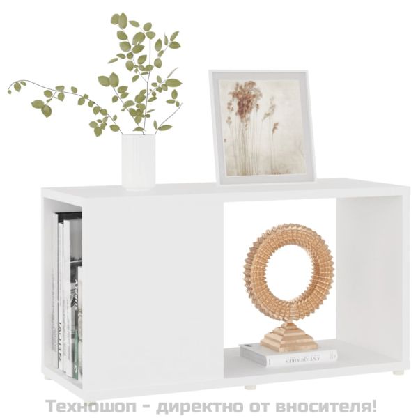 ТВ шкаф, бял, 60x24x32 см, инженерно дърво