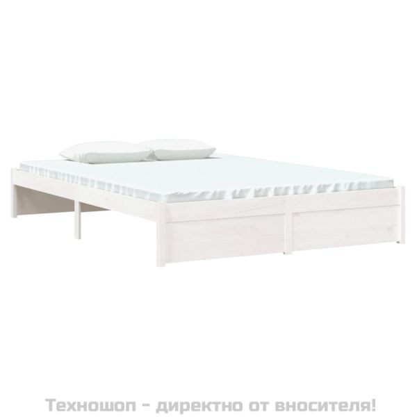 Рамка за легло, бяла, дърво масив, 135x190 cм, Double