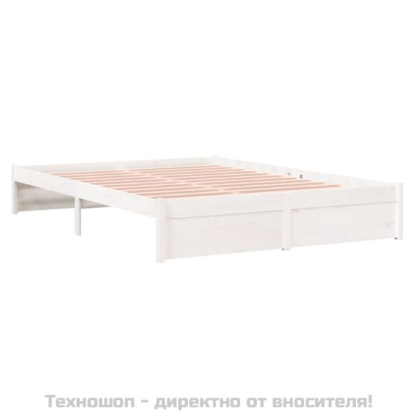 Рамка за легло, бяла, дърво масив, 135x190 cм, Double