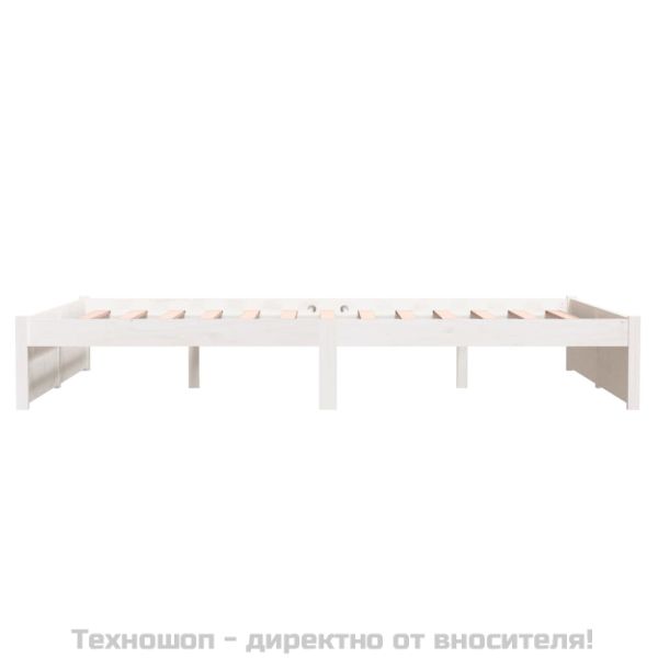 Рамка за легло, бяла, дърво масив, 135x190 cм, Double