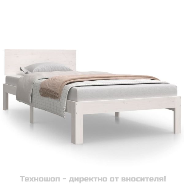 Рамка за легло, бяла, бор масив, 90x200 cм