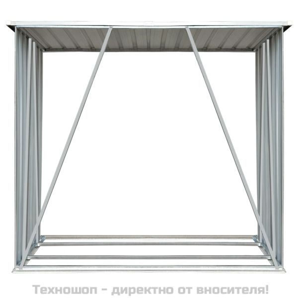 Навес за дърва, поцинкована стомана, 163x83x154 см, кафяв